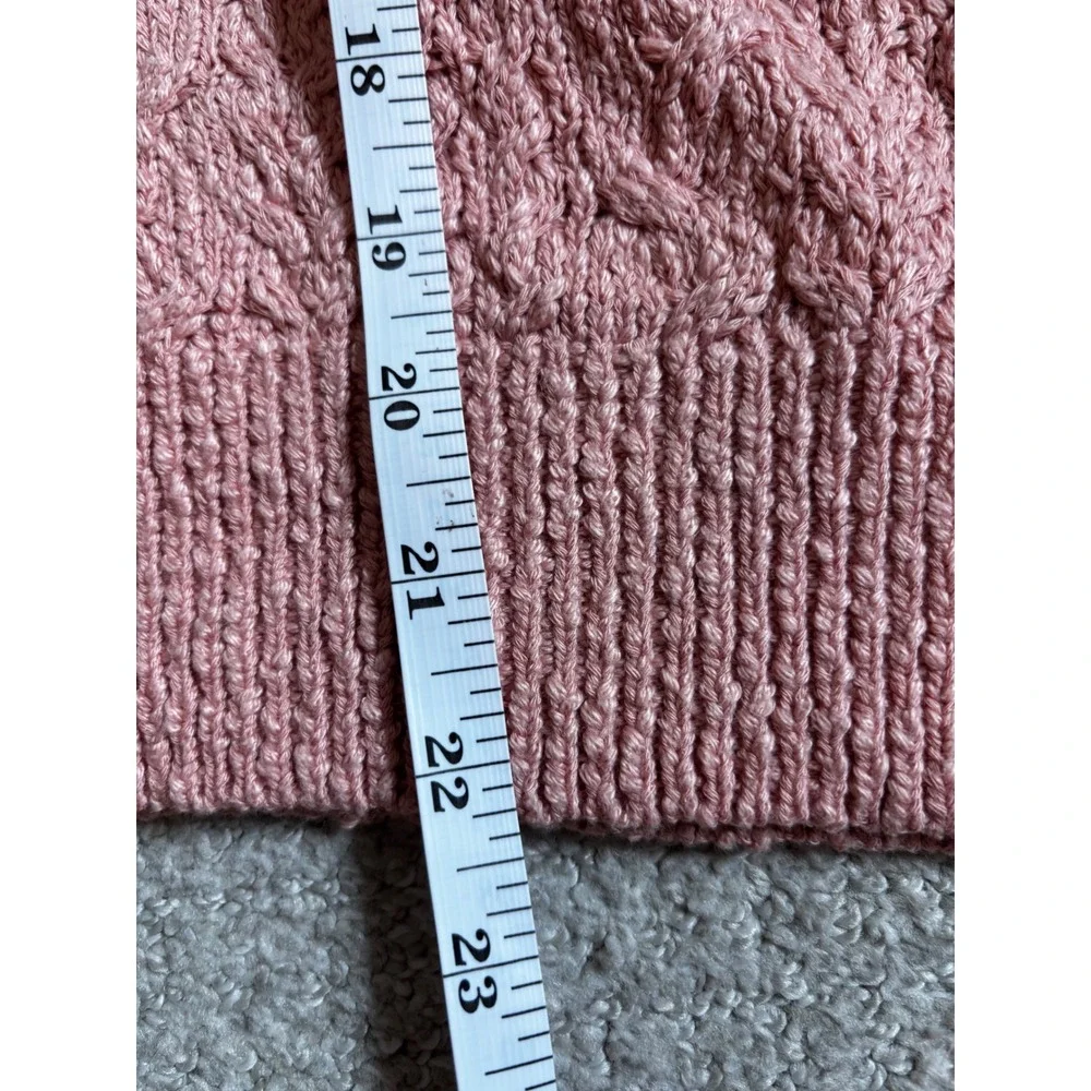 Free People Cable Knit Sweater Large Pink Boho Chunky Pullover